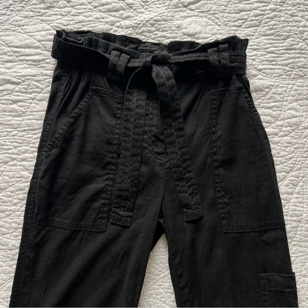 Women's Elevenses Black Linen High-Waisted Pants XS - Picture 2 of 9